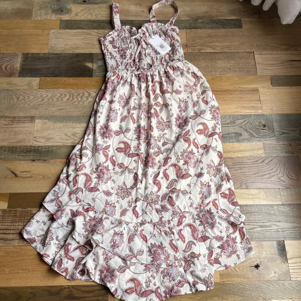 Grace Karin Floral High Low Maxi Dress Women's M Smocked Boho NWT